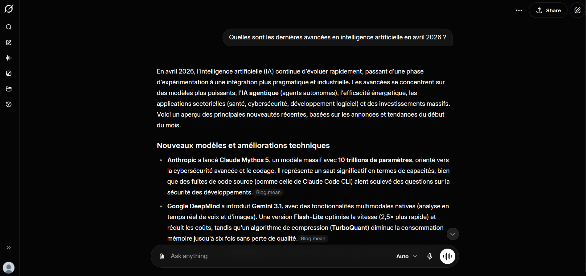 Recherche web avec Grok