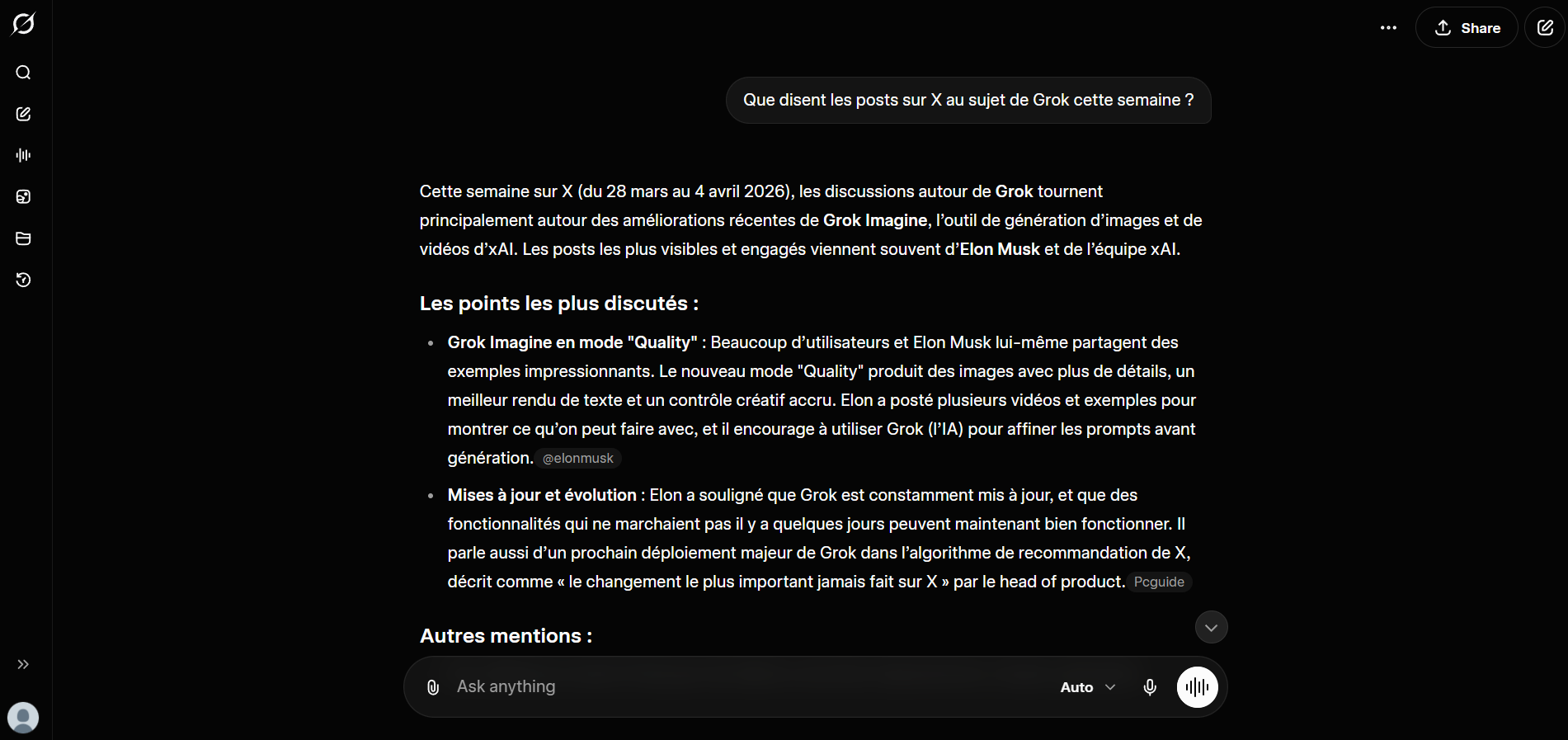 Recherche X avec Grok