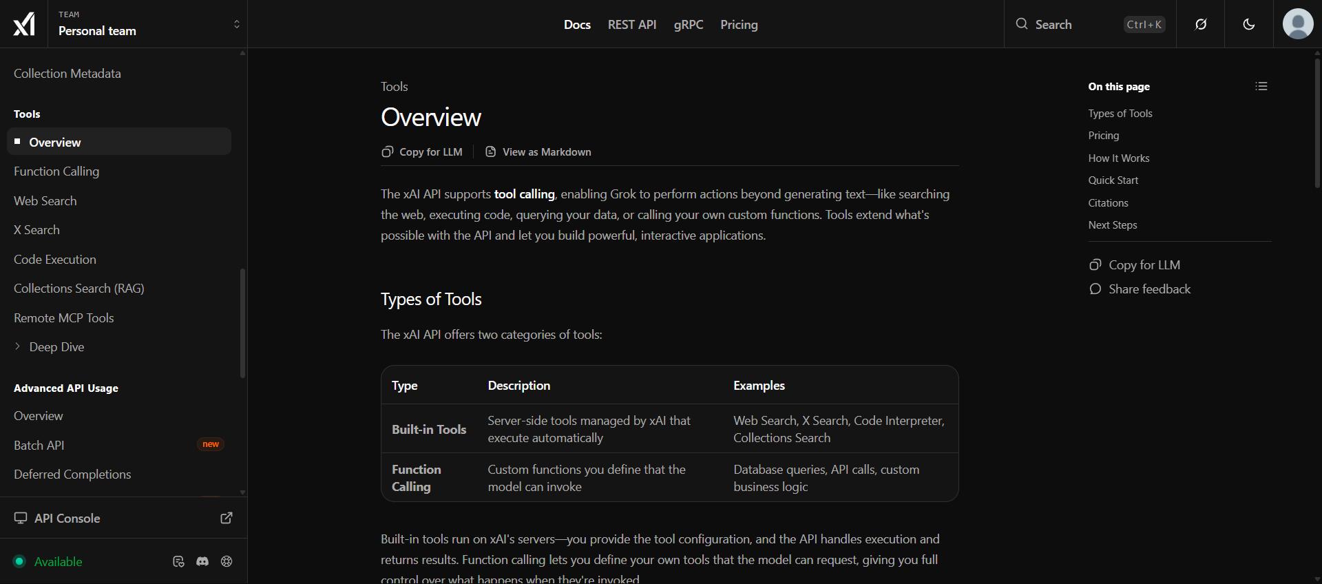 Vue d ensemble des outils dans la documentation