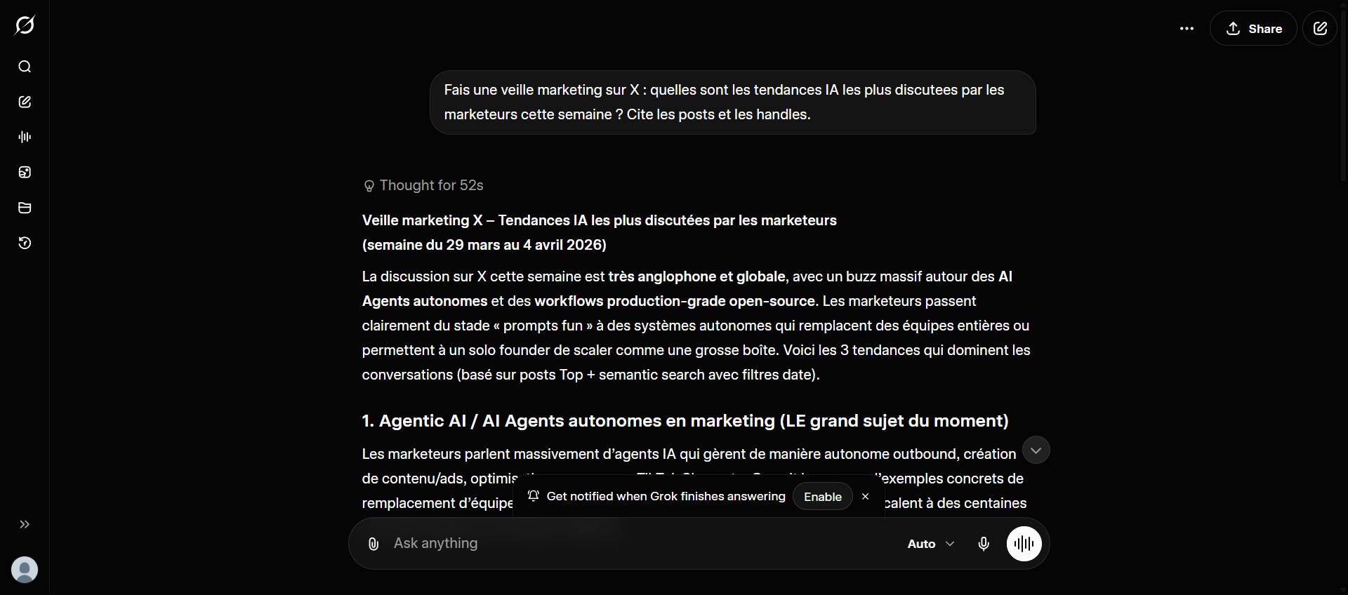 Veille concurrentielle sur X avec Grok